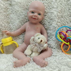 18 inch Full Body Silicone Baby Dolls Realistic, Not Vinyl Dolls, Bald Real Lifelike Silicone Baby Doll for DIY Lovers Doll Collectors - Girl - TRANSWEET