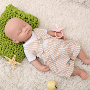 15 Inch Silicone Doll Mini Realistic Newborn Baby Dolls Eyes Closed Silicone Full Body Boy - TRANSWEET
